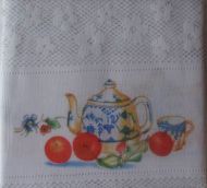 Lace Cafe Kitchen Curtain 2 piece TEA POT New