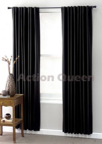 CLUB LINEN Jet Black BLOCKOUT curtains 180 x 2 x 213cm