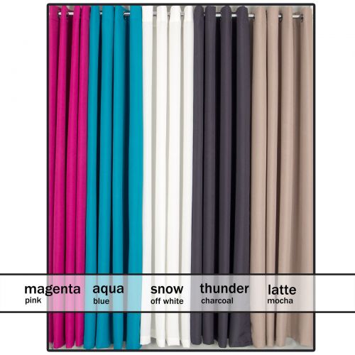 Eyelet Decorator Curtains 2x145x221cm Magenta Aqua Charcoal Snow Latte 