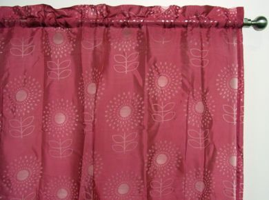 Pink Sheer Rod Pocket Curtain 1x140x213cm Ibiza Flower design - Great for girls room