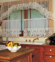 Lace Kitchen Cafe Curtain Loretta 3 piece set ECRU IVORY Top 224x80 Bottom 2x112x69cm