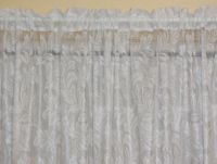 LACE CURTAIN 3 METRE X 213CM white REBECCA SCALLOPED SHEER FABRIC HEM