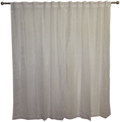 Sheer Concealed Tab Top Curtain WHITE PAIR 2x140x221cm with flocking design New